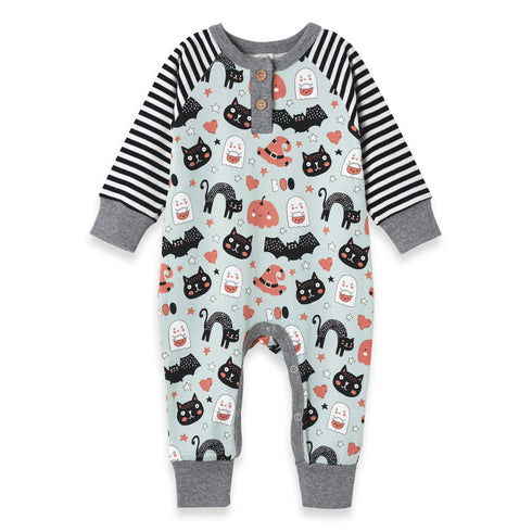 halloween-pumpkin-pals-henley-bamboo-romper Sophia's StyleBaby Boy Clothes-1